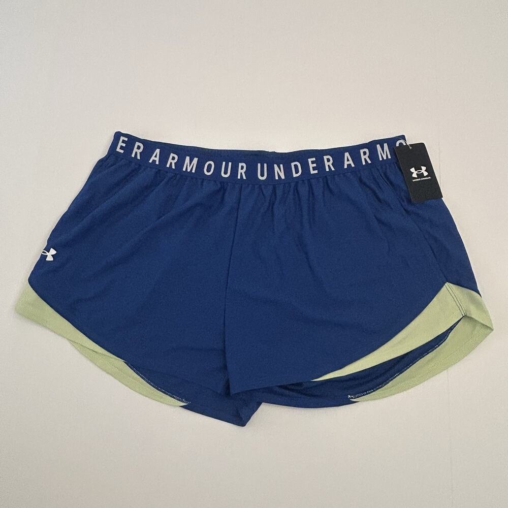 Under Armour Women's UA Play Up 3.0 Athletic Shorts Loose Size 2XL Blue/Green